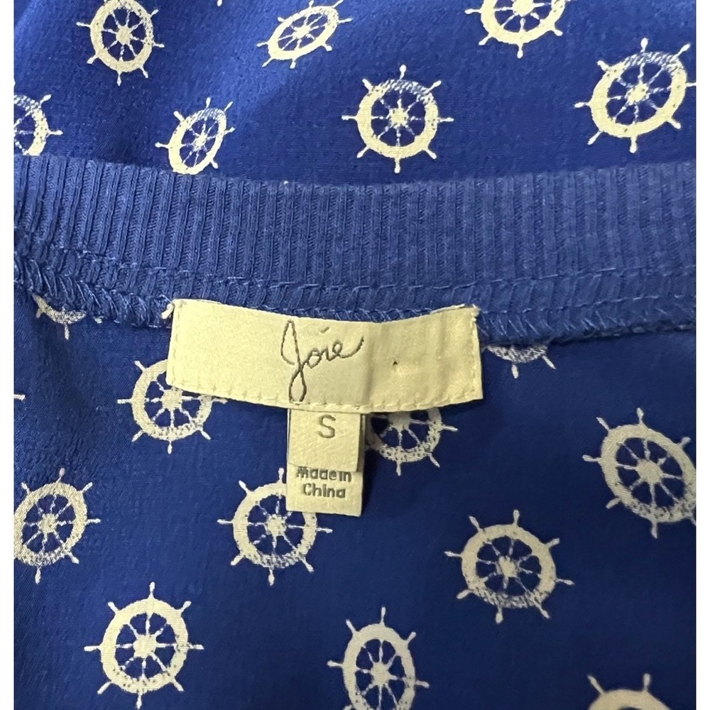 Joie Top Size S Blue White Sleeveless Tank Coastal Nautical Vacationcore Silk - Picture 8 of 8